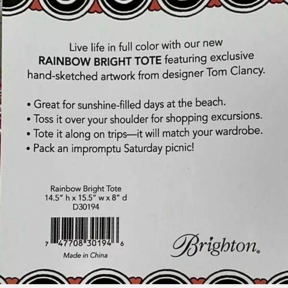 NEW Brighton " Rainbow Bright " Limited Edition Large Canvas Tote. - Picture 8 of 8